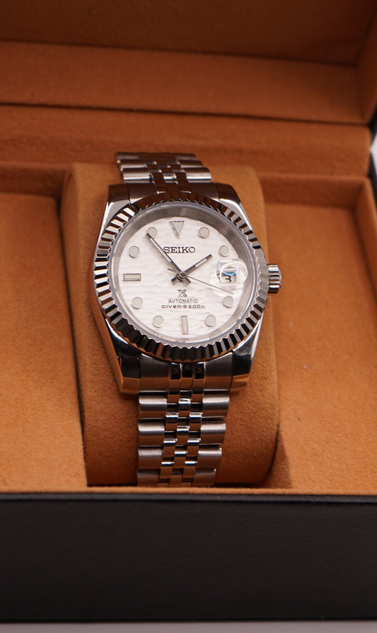 Seiko Mod Datejust Textured White