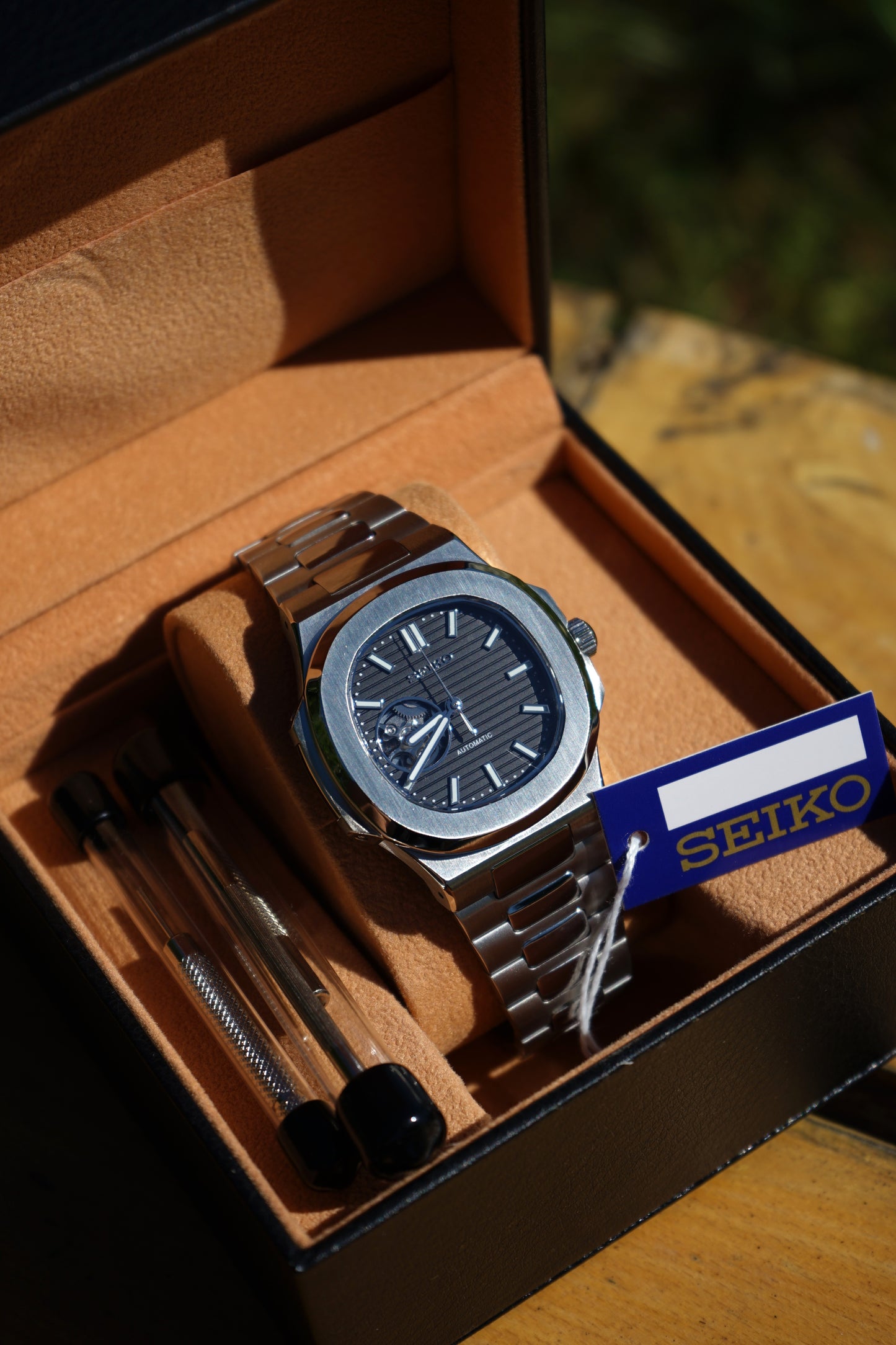 Seiko Mod Nautilus Black Open Heart
