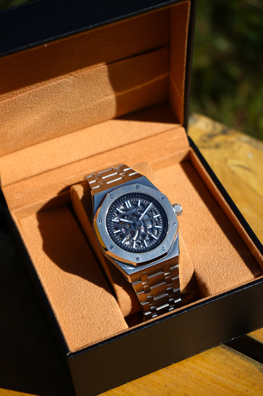 Seiko Mod Royal Oak Skeleton Silver