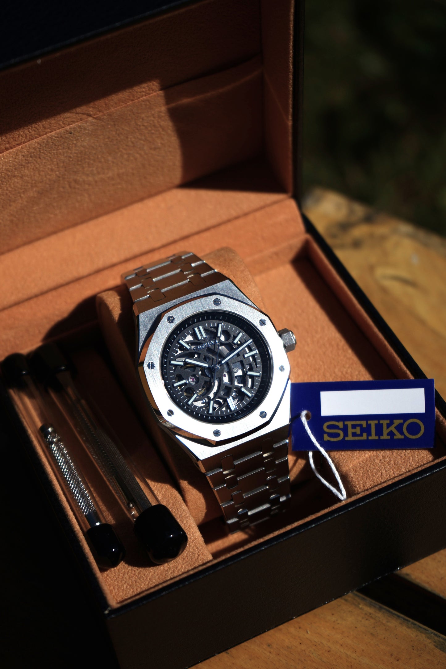 Seiko Mod Royal Oak Skeleton Silver