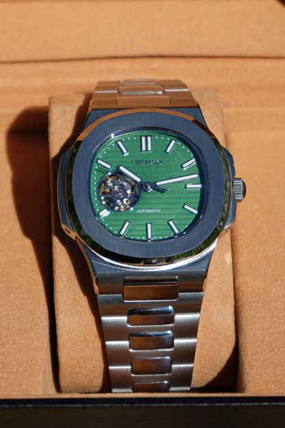 Seiko Mod Nautilus Green Open Heart