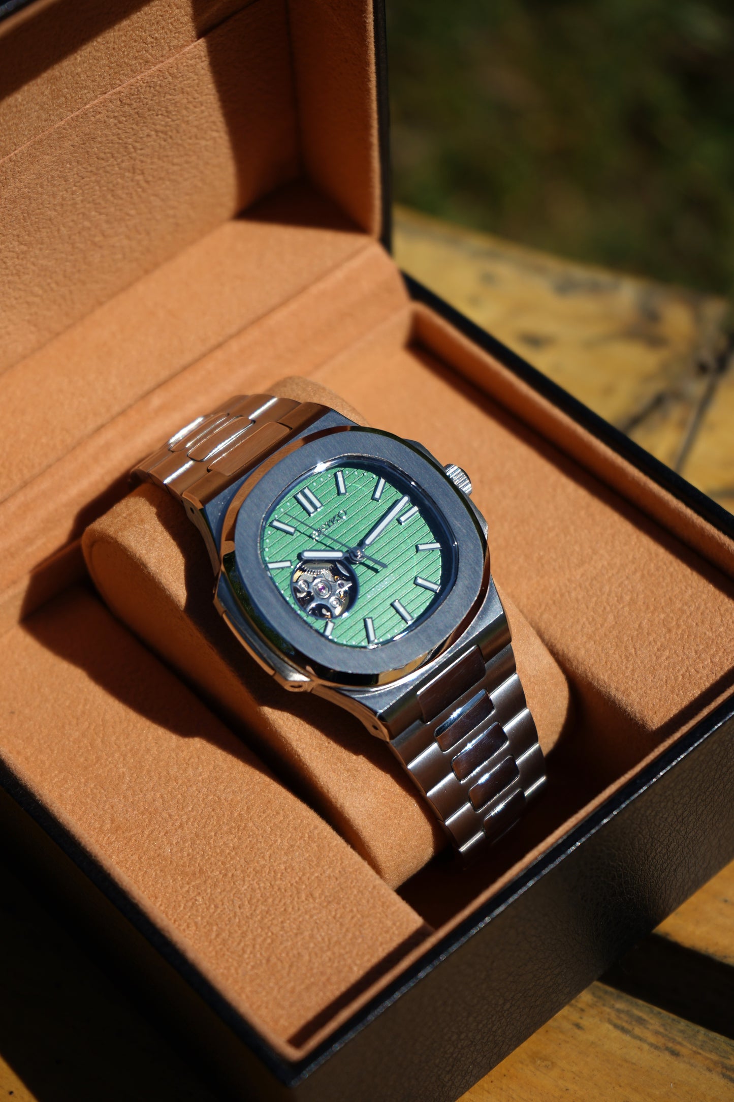 Seiko Mod Nautilus Green Open Heart