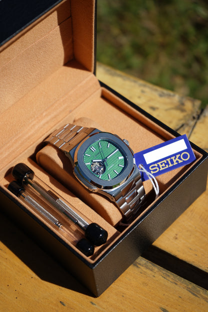 Seiko Mod Nautilus Green Open Heart