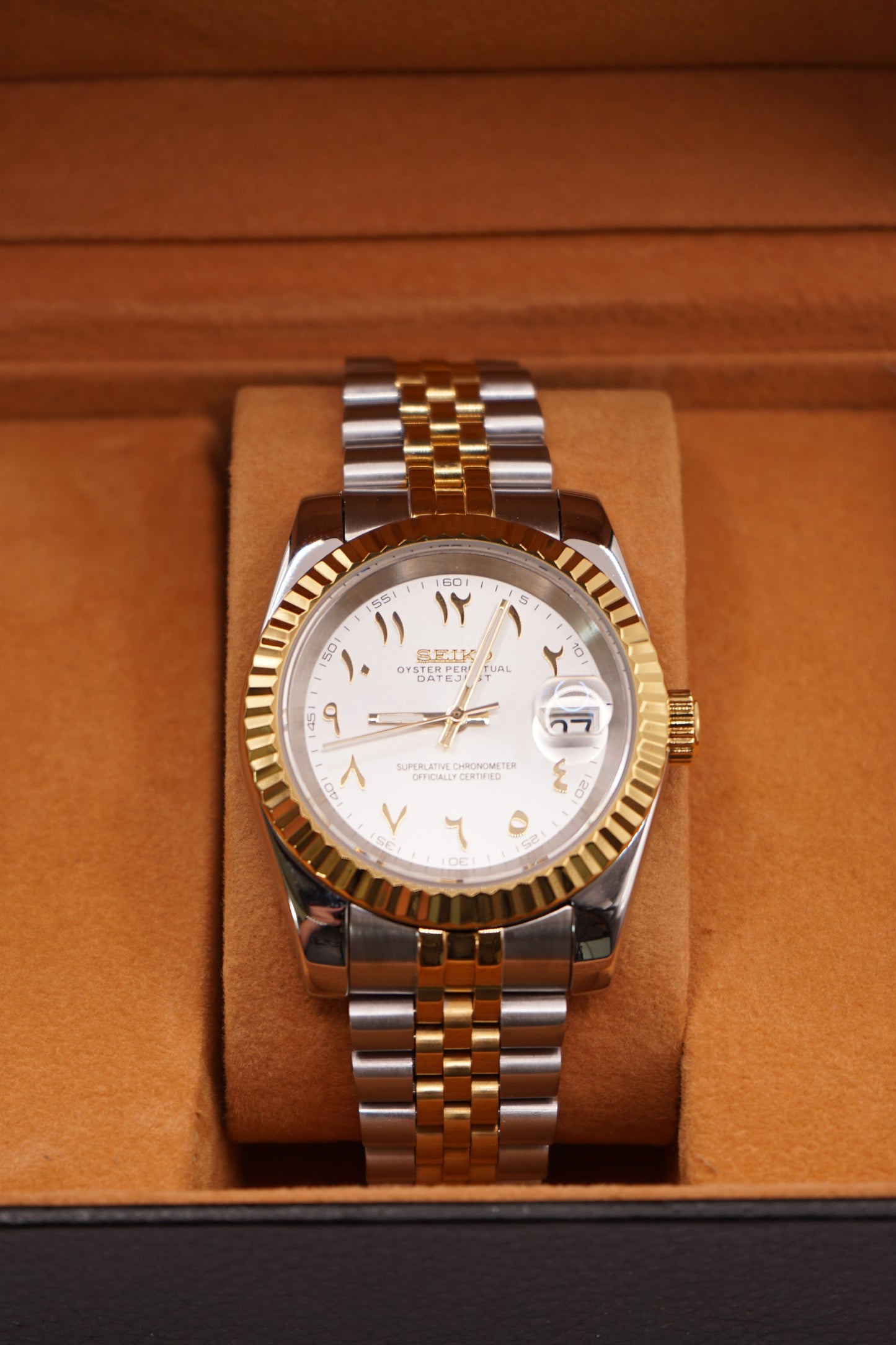 Seiko Mod Datejust Bi-Color Yellow Gold Arabic