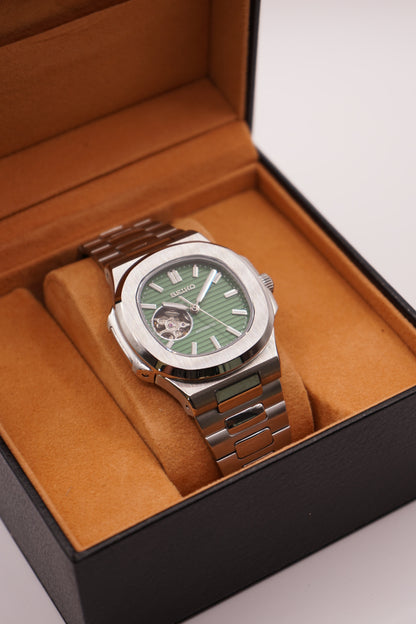 Seiko Mod Nautilus Green Open Heart