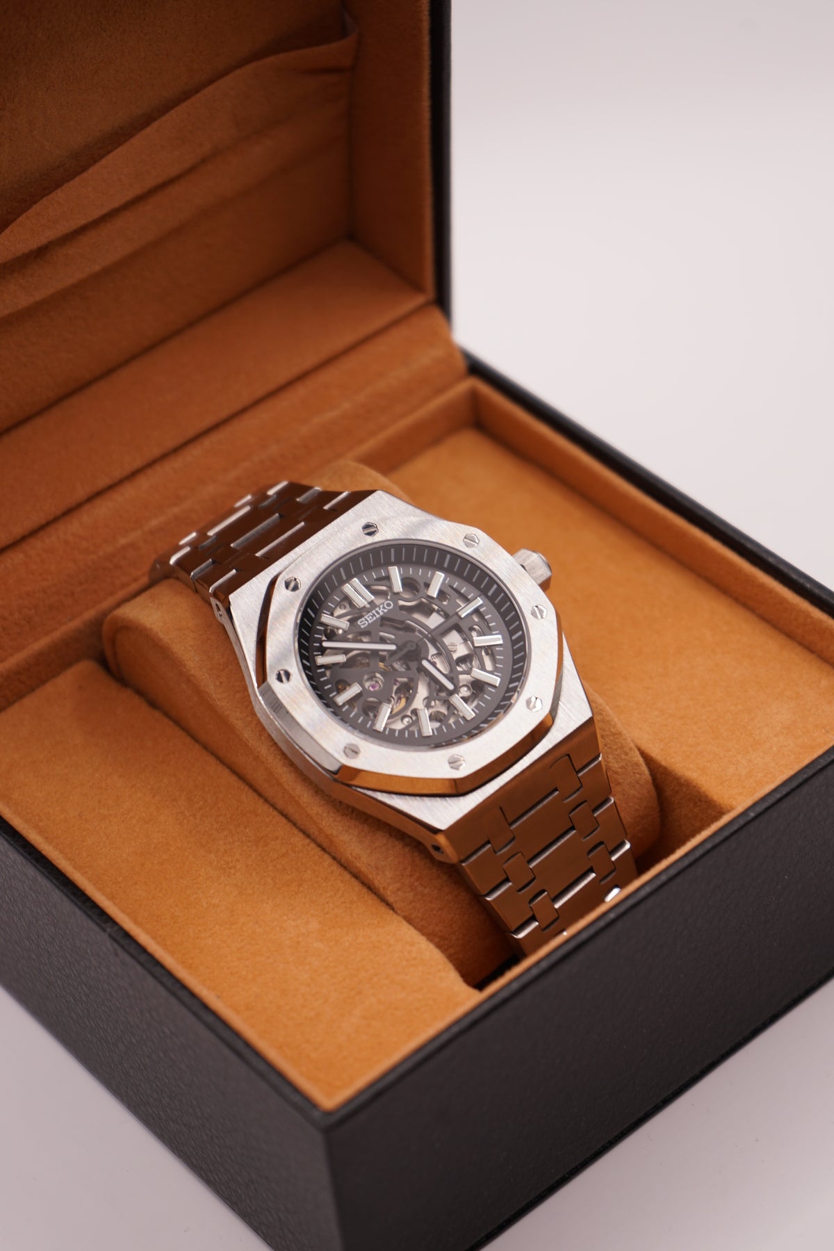 Seiko Mod Royal Oak Skeleton Silver