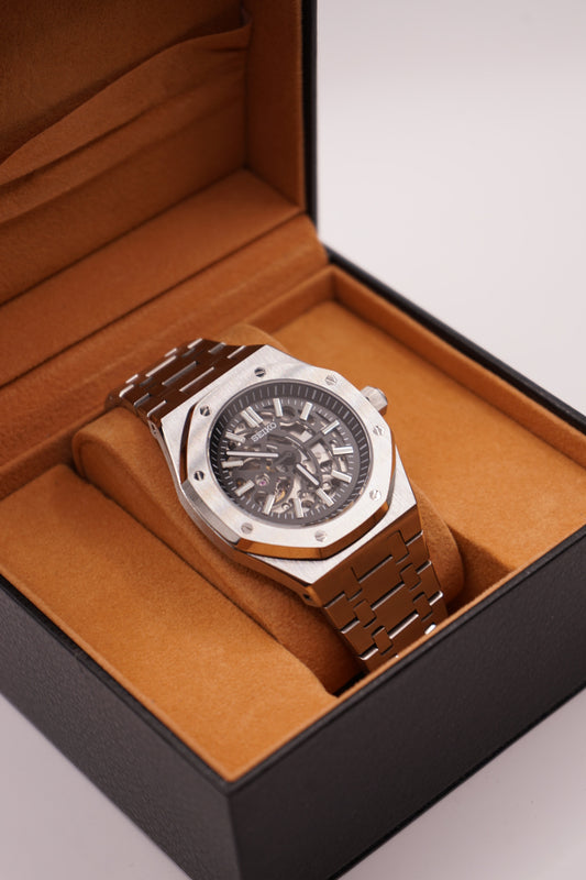 Seiko Mod Royal Oak Skeleton Silver