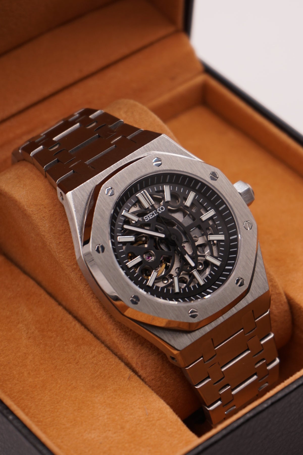 Seiko Mod Royal Oak Skeleton Silver