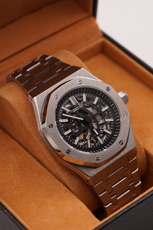 Seiko Mod Royal Oak Skeleton Silver
