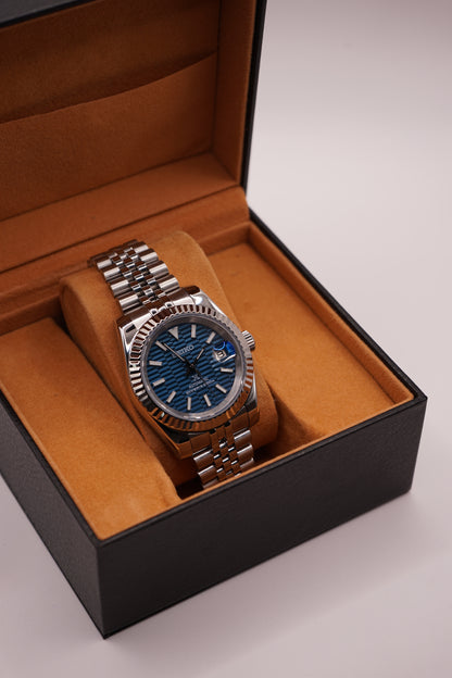 Seiko Mod Datejust Textured Blue